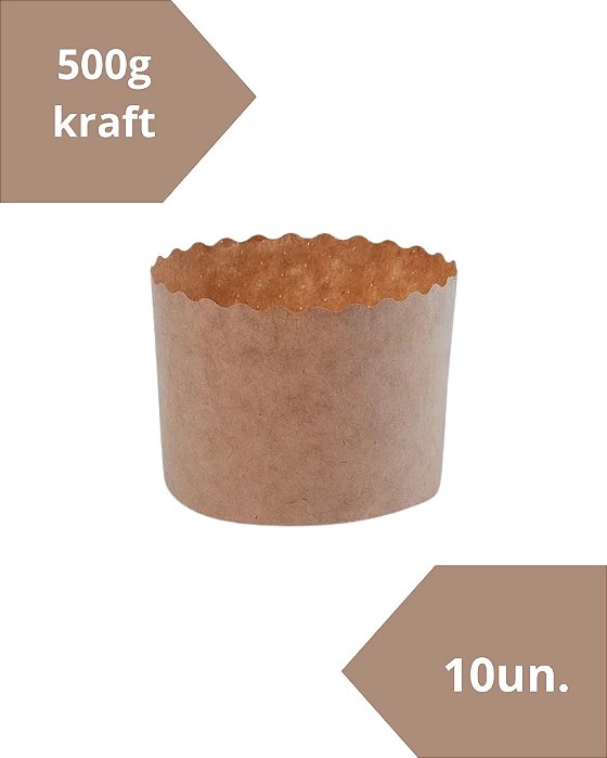 FORMA DE PAPEL PARA PANETONE / CHOCOTONE C/10UN KRAFT 500g - ECOPACK (NATAL)