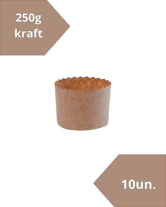 FORMA DE PAPEL PARA PANETONE / CHOCOTONE C/10UN KRAFT 250g - ECOPACK (NATAL)