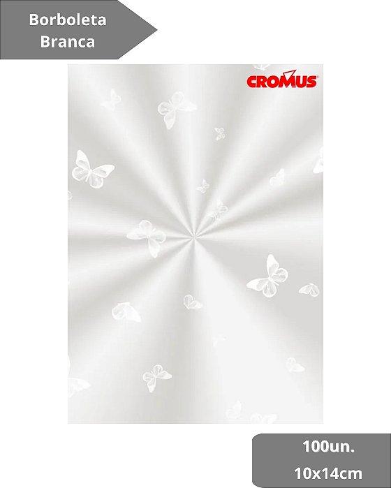 SACO TRANSPARENTE 10X14cm BORBOLETA BRANCA C/100un - CROMUS