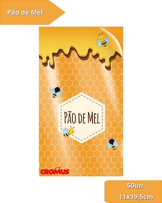 SACO TRANSPARENTE 11X19,5cm PÃO DE MEL C/50un - CROMUS