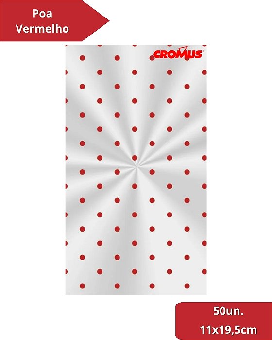 SACO TRANSPARENTE 11X19,5cm POA VERMELHO C/50un - CROMUS