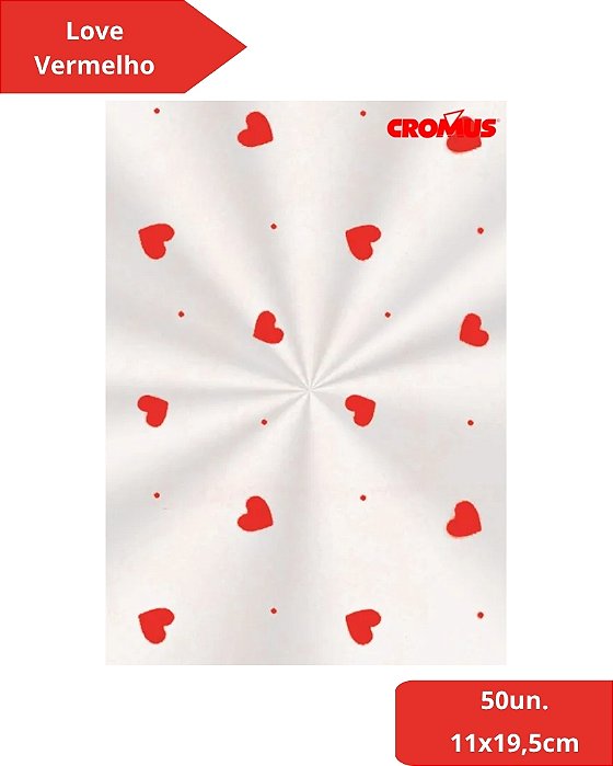 SACO TRANSPARENTE 11X19,5cm LOVE VERMELHO C/50un - CROMUS