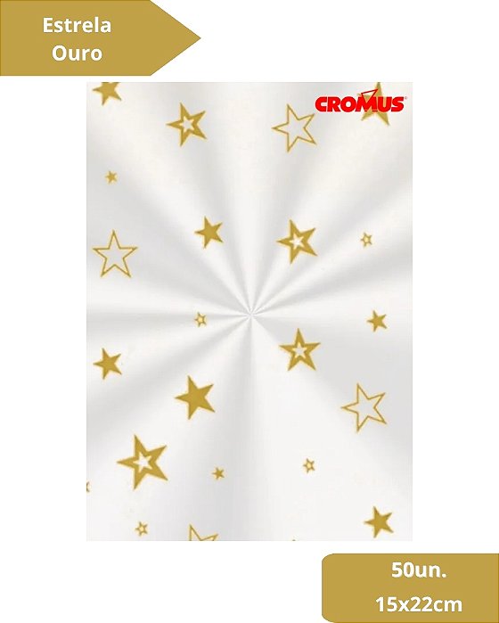 SACO TRANSPARENTE 15X22cm ESTRELA OURO C/50un - CROMUS