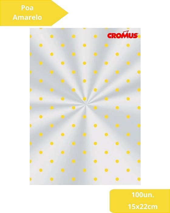 SACO TRANSPARENTE 15X22cm POA AMARELO C/100un - CROMUS
