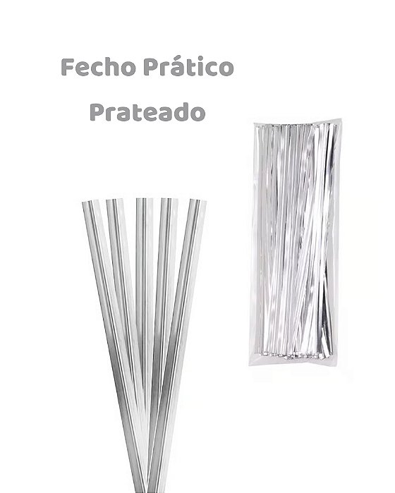 FECHO PRÁTICO 4mmX11cm PRATEADO C/100un - SILVER FESTAS