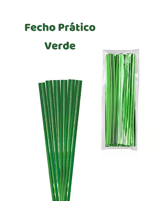 FECHO PRÁTICO 4mmX11cm VERDE C/100un - SILVER FESTAS