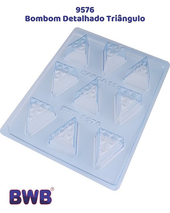 FORMA DE ACETATO COM SILICONE BOMBOM DETALHADO TRIÂNGULO (9576) - BWB (NATAL)