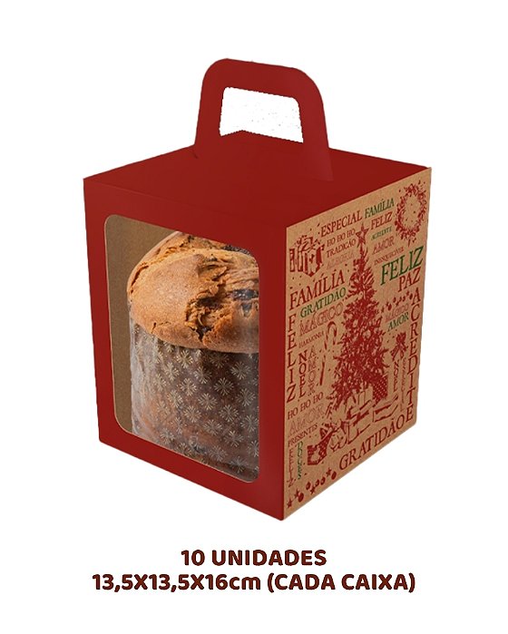 CAIXA PANETONE SOFT COM VISOR E ALÇA C/10UN - NATAL ESSÊNCIA - IDEIA (NATAL)