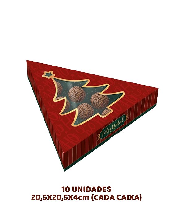 CAIXA ÁRVORE COM VISOR PARA 10 DOCES C/10UN - NOEL - IDEIA (NATAL)