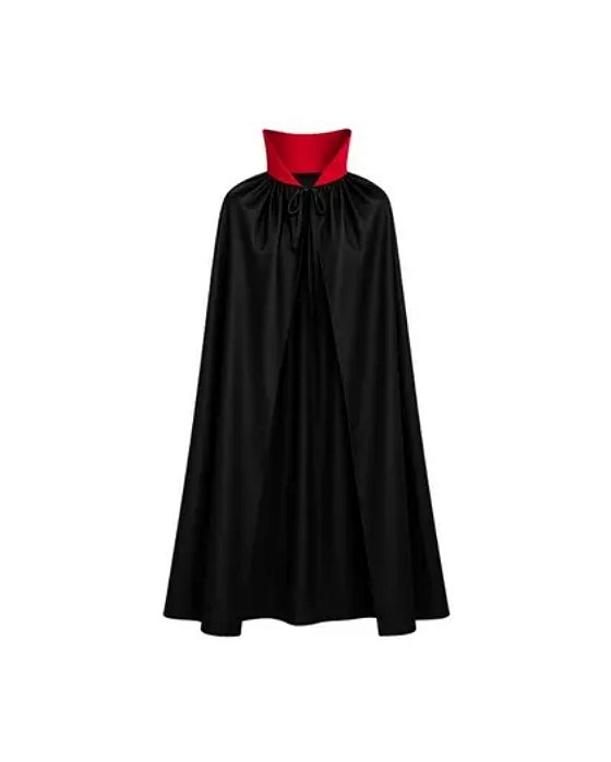 CAPA PRETA COM GOLA VERMELHA 90cm - HALLOWEEN