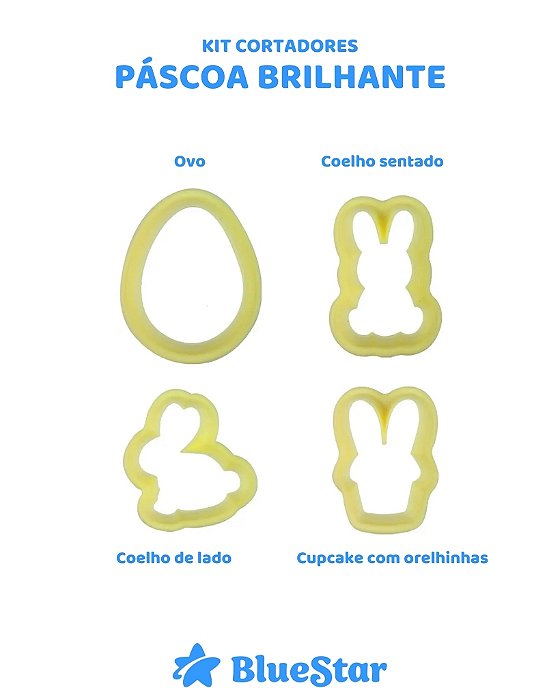 KIT CORTADOR C/4PÇS PÁSCOA BRILHANTE - BLUESTAR