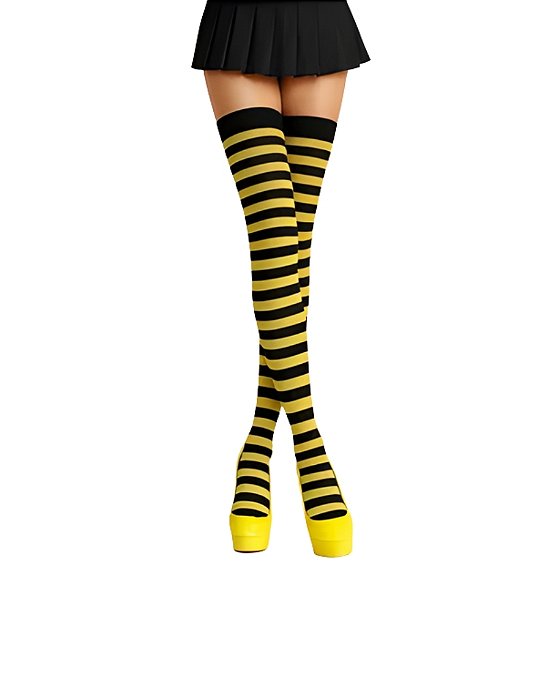 MEIA LISTRADA AMARELO E PRETO - CARNAVAL