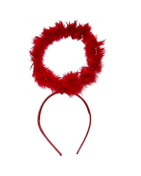 TIARA DE ANJO COM PENAS VERMELHAS - CARNAVAL