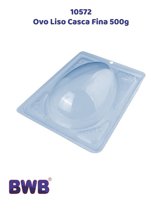 FORMA DE ACETATO 3 PARTES COM SILICONE OVO LISO CASCA FINA 500g (10572) - BWB (PÁSCOA)