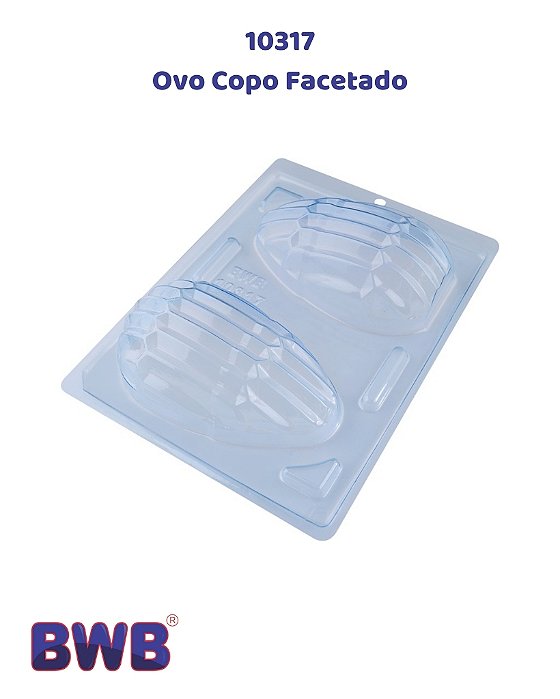 FORMA DE ACETATO 3 PARTES COM SILICONE OVO COPO FACETADO (10317) - BWB (PÁSCOA)