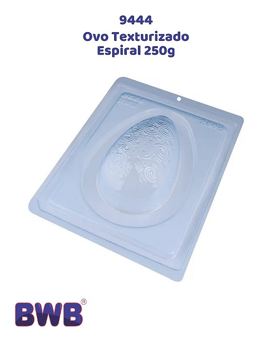 FORMA DE ACETATO 3 PARTES COM SILICONE OVO TEXTURIZADO ESPIRAL 250g (9444) - BWB (PÁSCOA)