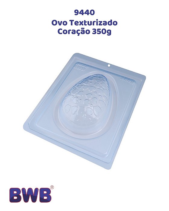 FORMA DE ACETATO 3 PARTES COM SILICONE OVO TEXTURIZADO CORAÇÃO 350g (9440) - BWB (PÁSCOA)