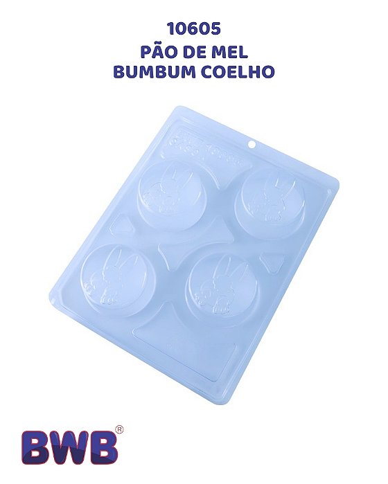 FORMA DE ACETATO 3 PARTES COM SILICONE PÃO DE MEL BUMBUM COELHO (10605) - BWB (PÁSCOA)
