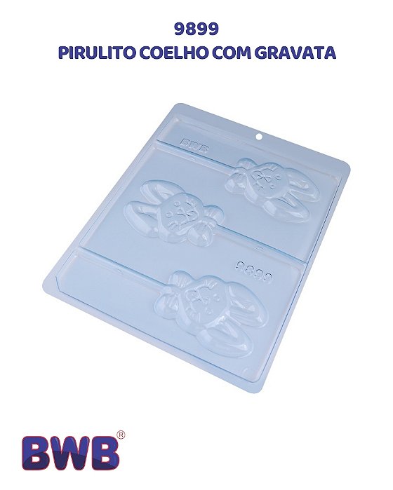 FORMA DE ACETATO SIMPLES PIRULITO COELHO COM GRAVATA (9899) - BWB (PÁSCOA)