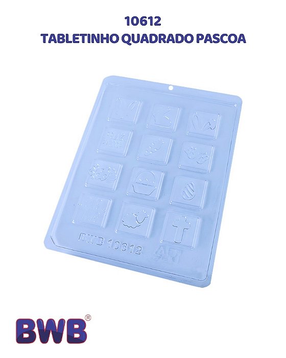 FORMA DE ACETATO SIMPLES TABLETINHO QUADRADO PÁSCOA (10612) - BWB (PÁSCOA)