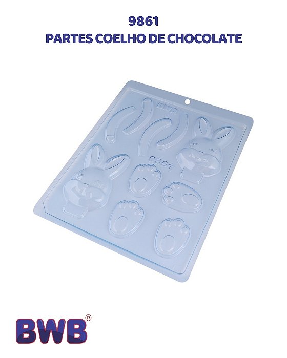 FORMA DE ACETATO SIMPLES PARTES COELHO DE CHOCOLATE (9861) - BWB (PÁSCOA)