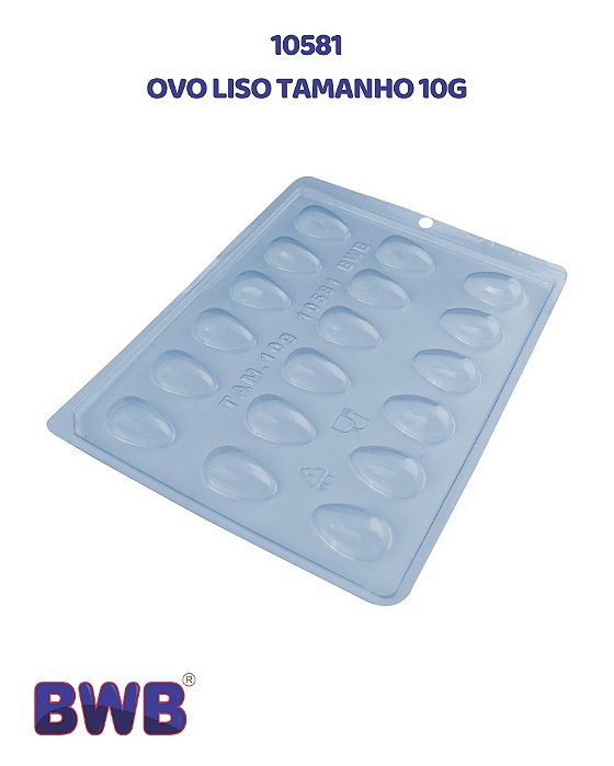 FORMA DE ACETATO SIMPLES OVO LISO TAMANHO 10g (10581) - BWB (PÁSCOA)