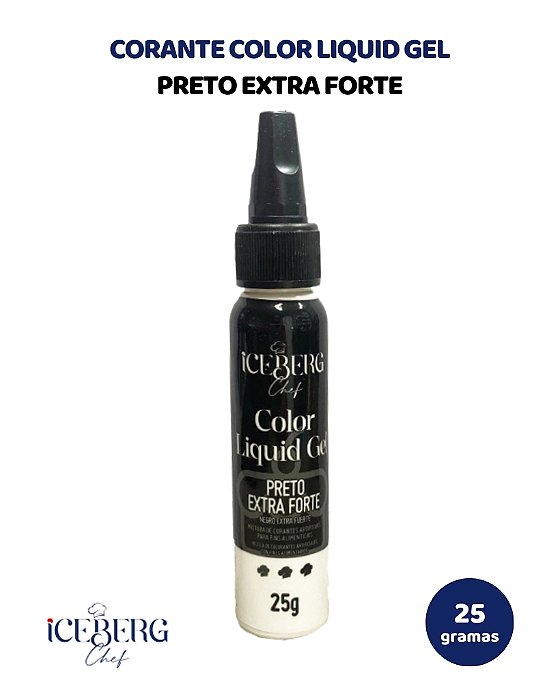 CORANTE COLOR LIQUID GEL 25g PRETO EXTRA FORTE - ICEBERG