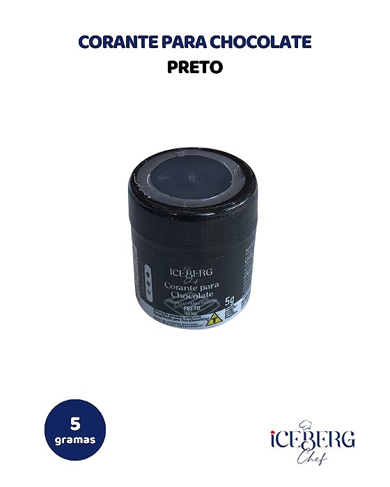 CORANTE EM PÓ LIPOSSOLÚVEL PARA CHOCOLATE 5g PRETO - ICEBERG