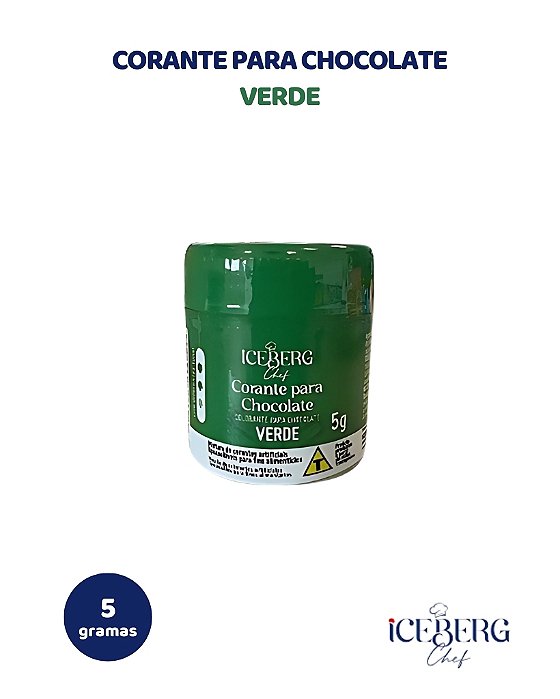 CORANTE EM PÓ LIPOSSOLÚVEL PARA CHOCOLATE 5g VERDE - ICEBERG