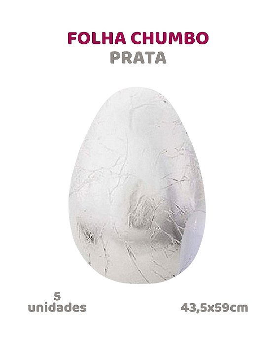 FOLHA CHUMBO PRATA C/5UN - 43,5X59cm