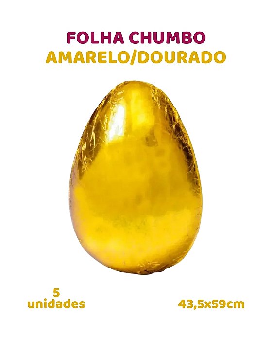FOLHA CHUMBO 43,5X59cm AMARELO/DOURADO C/5UN - EMBALE (PÁSCOA)