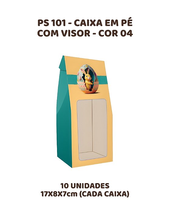 CAIXA EM PÉ COM VISOR C/10UN PS101 COR 04 - MF (PÁSCOA)
