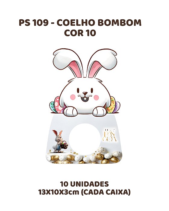 COELHO BOMBOM C/10UN PS109 COR 10 - MF (PÁSCOA)