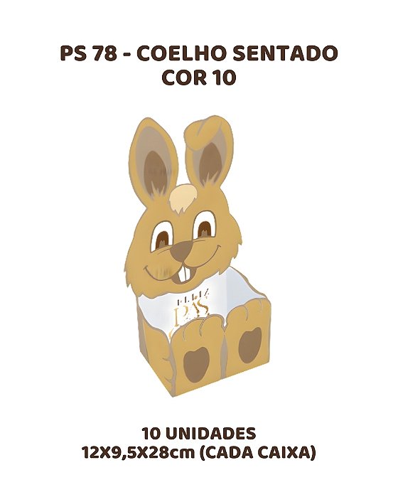CESTA COELHO SENTADO C/10UN PS78 COR 10 - MF (PÁSCOA)