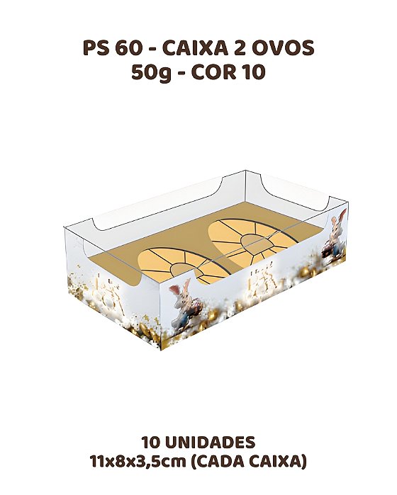CAIXA 2 OVOS 50g C/10UN PS60 COR 10 - MF (PÁSCOA)