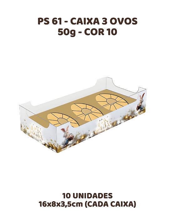 CAIXA 3 OVOS 50g C/10UN PS61 COR 10 - MF (PÁSCOA)