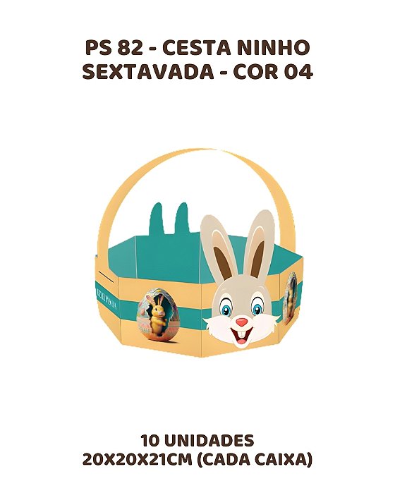 CESTA NINHO SEXTAVADA C/10UN PS82 COR 04 - MF (PÁSCOA)
