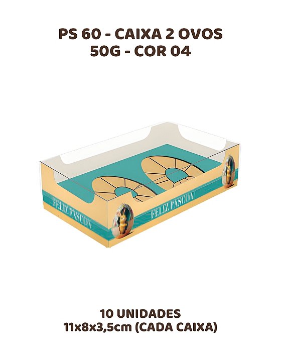 CAIXA 2 OVOS 50G C/10UN PS60 COR 04 - MF (PÁSCOA)