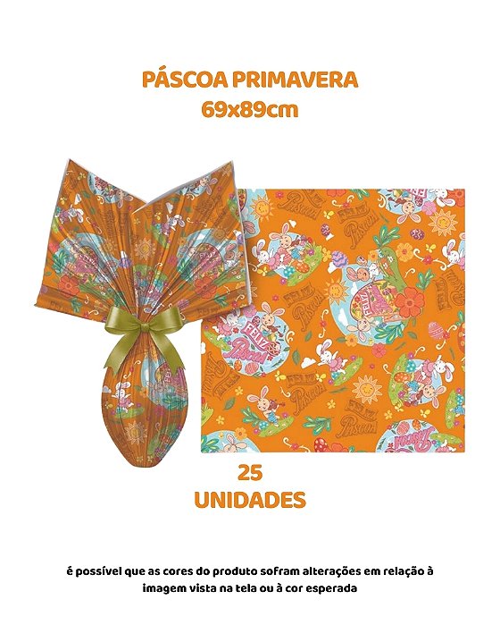 FOLHA POLI METALIZADA C/25UN PÁSCOA PRIMAVERA 69X89cm LARANJA - EMBALE (PÁSCOA)