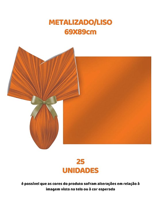 FOLHA POLI METALIZADA LISA C/25UN LARANJA 69X89cm – EMBALE (PÁSCOA)