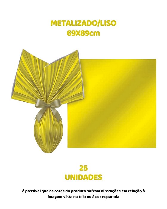 FOLHA POLI METALIZADA LISA C/25UN AMARELO 69X89cm – EMBALE (PÁSCOA)