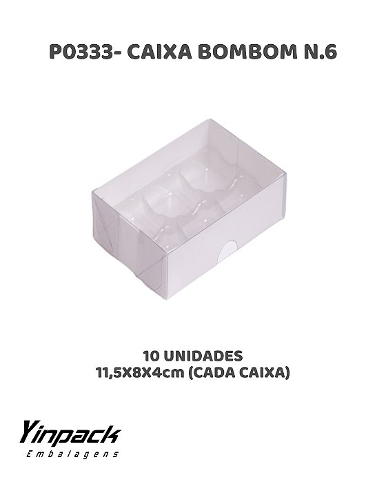 CAIXA BOMBOM N.6 (P0333) BASE BRANCA C/10UN - YINPACK (PÁSCOA)