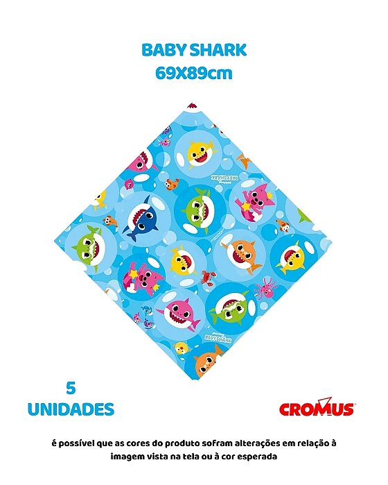 FOLHA 69X89cm BABY SHARK C/5UN – CROMUS (PÁSCOA)