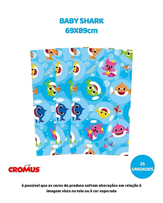 FOLHA 69X89cm BABY SHARK C/25UN – CROMUS (PÁSCOA)