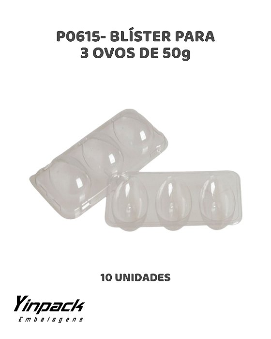 BLÍSTER PARA 3 OVOS DE 50g (P0615) C/10UN - YINPACK (PÁSCOA)