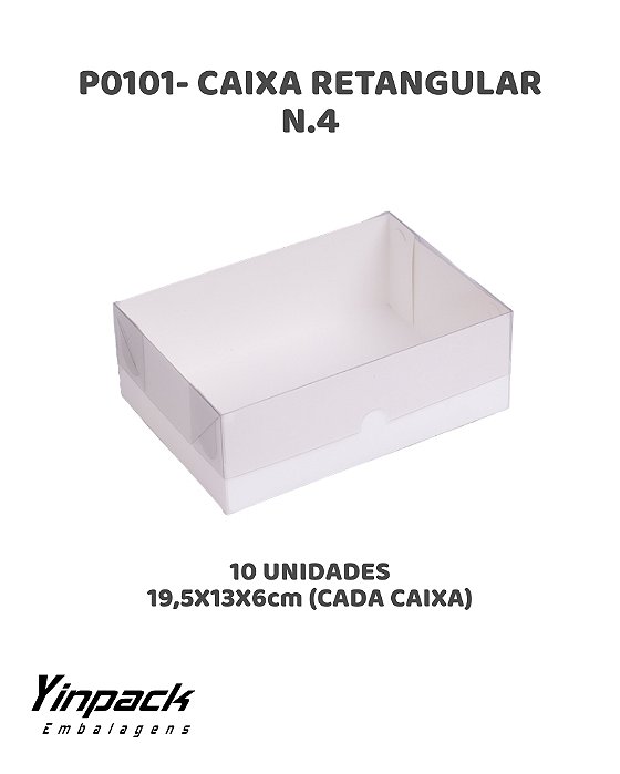 CAIXA RETANGULAR ALTA N.04 (P0101) BASE BRANCA C/10UN - YINPACK (PÁSCOA)