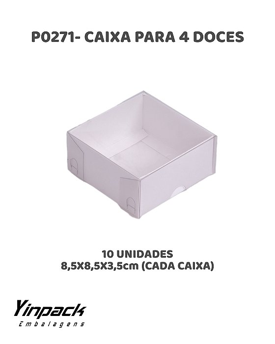 CAIXA PARA 4 DOCES (P0271) BASE BRANCA C/10UN - YINPACK (PÁSCOA)