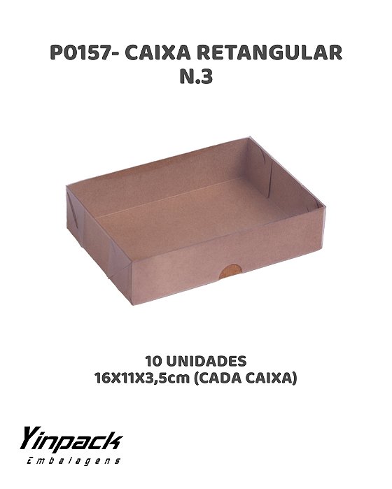 CAIXA RETANGULAR N.03 (P0157) BASE KRAFT C/10UN - YINPACK (PÁSCOA)