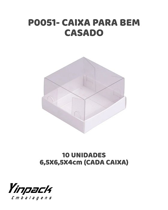CAIXA PARA BEM CASADO (P0051) BASE BRANCA C/10UN - YINPACK (PÁSCOA)