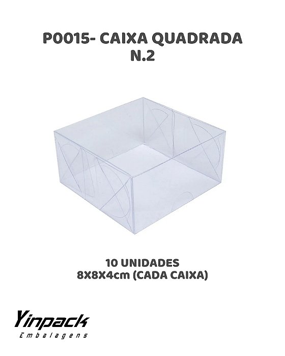 CAIXA QUADRADA N.02 (P0015) TRANSPARENTE C/10UN - YINPACK (PÁSCOA)